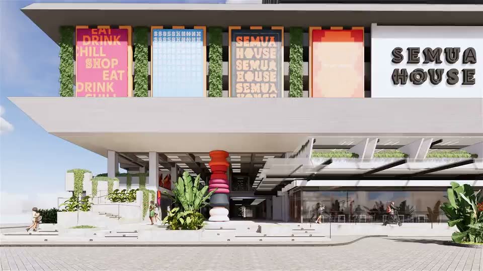 Architectural render of the Semua House entrance